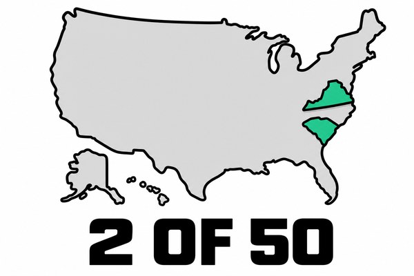 United States map with South Carolina and Virginia highlighted
