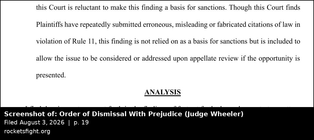 Screenshot of the Order of Dismissal With Prejudice, August 3, 2026, page 19