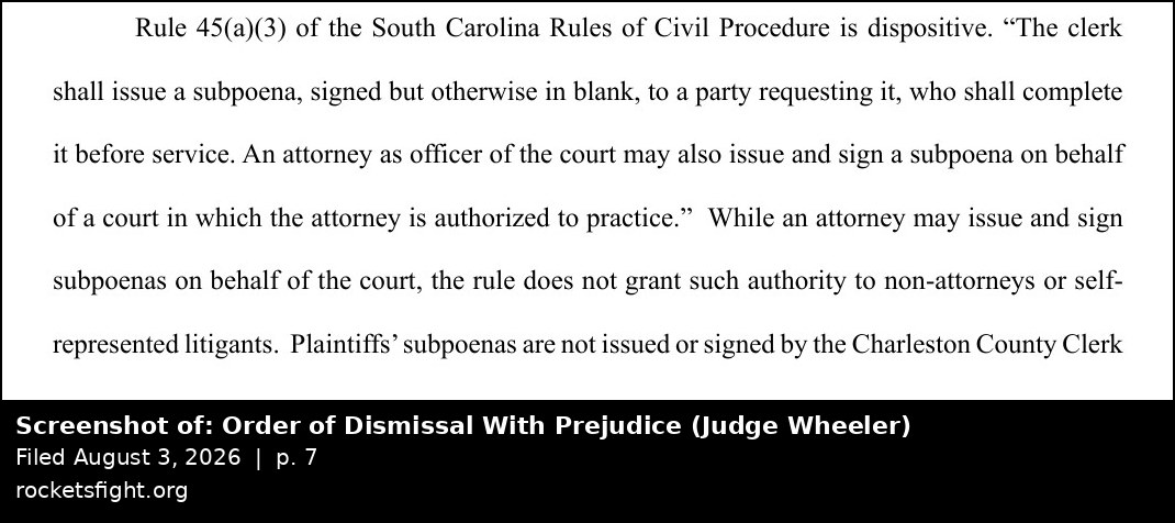 Screenshot of the Order of Dismissal With Prejudice, August 3, 2026, page 7
